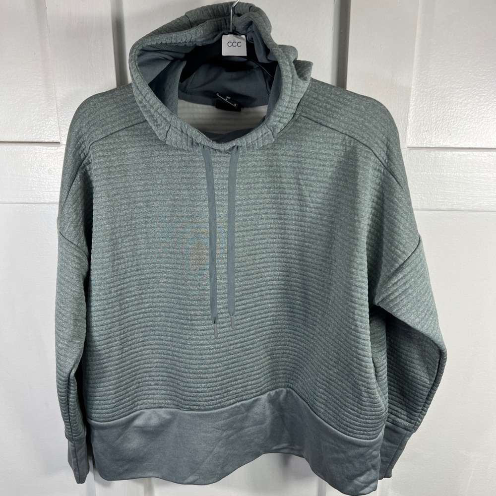 Nike Dri-FIT Women's Gray Ribbed Pullover Hoodie Women's Athletic Sweatshirt Med